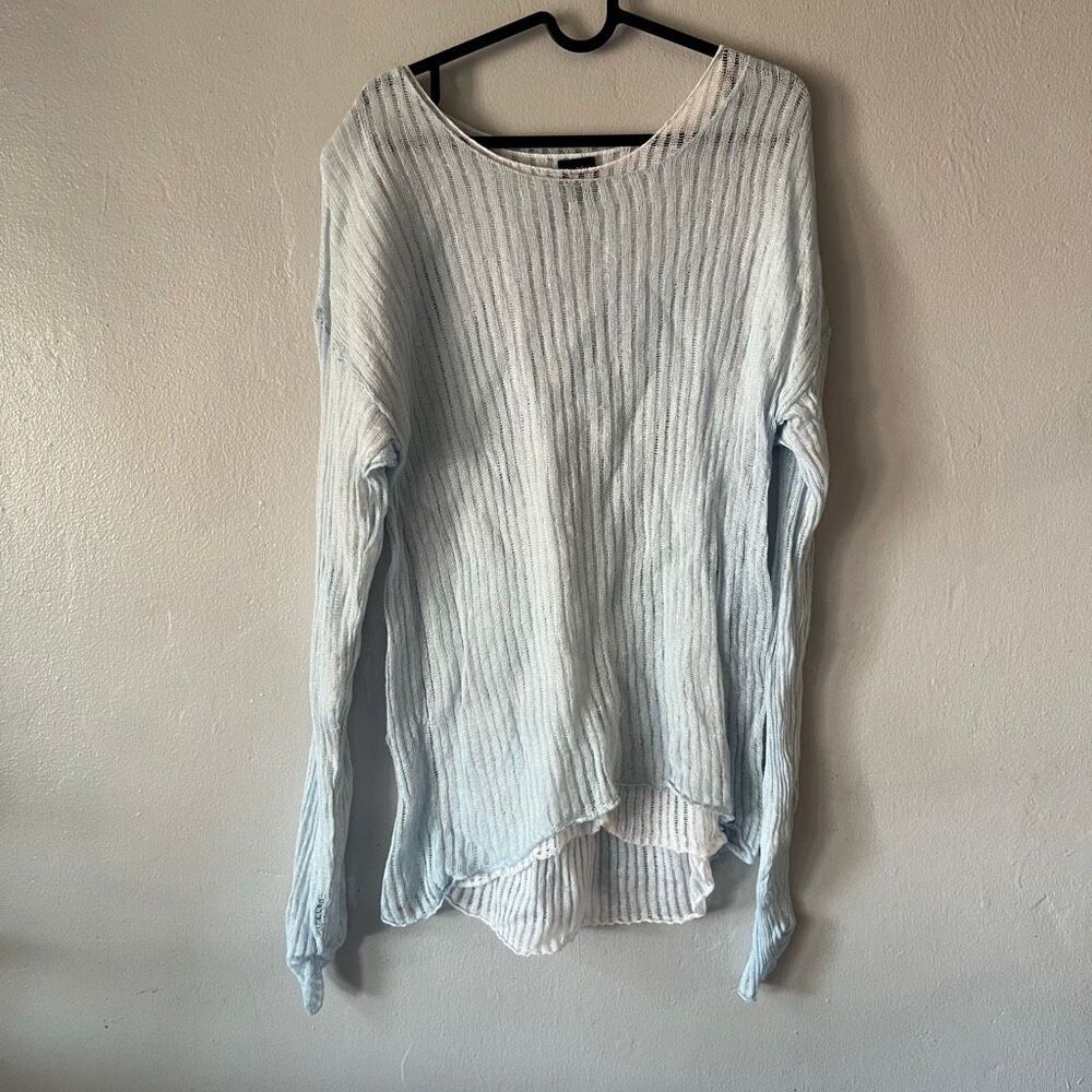 Eileen fisher mesh linen long sleeves top